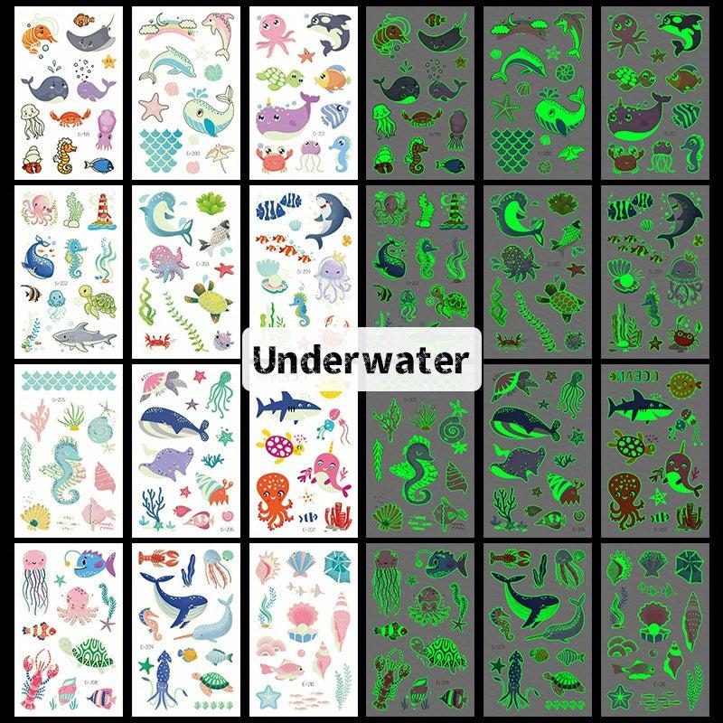 Glow Mermaid Temporary Tattoos Underwater Sea Party Supplies
