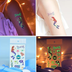 Glow Mermaid Temporary Tattoos Underwater Sea Party Supplies