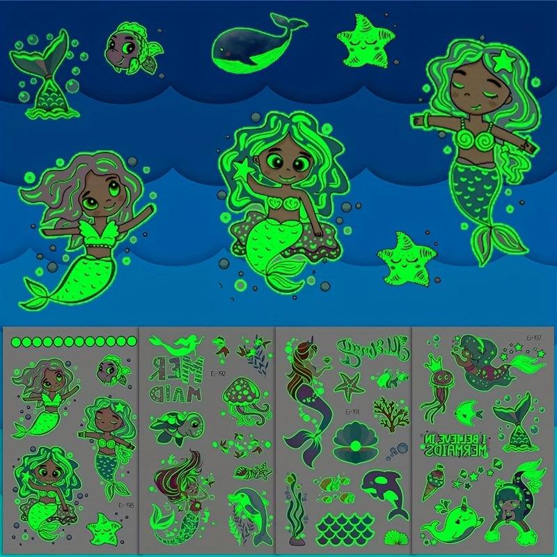 Glow Mermaid Temporary Tattoos Underwater Sea Party Supplies