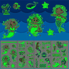 Glow Mermaid Temporary Tattoos Underwater Sea Party Supplies