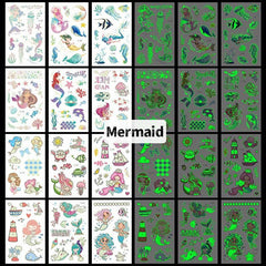 Glow Mermaid Temporary Tattoos Underwater Sea Party Supplies