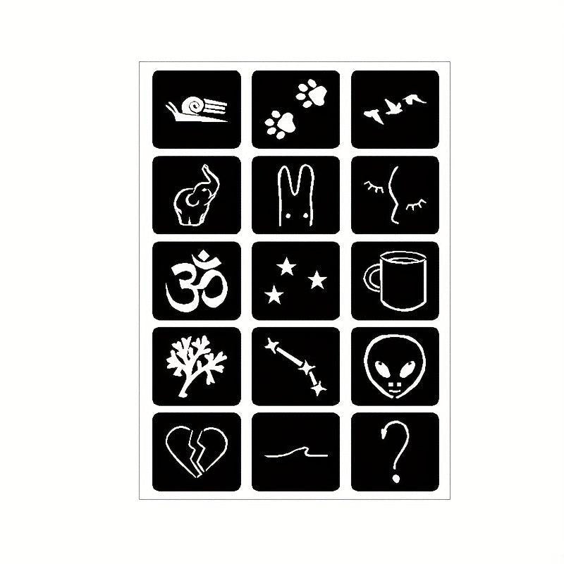20 Sheets Tattoo Stencil Kit Reusable Airbrush Temporary Tattoos Stencils