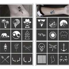 20 Sheets Tattoo Stencil Kit Reusable Airbrush Temporary Tattoos Stencils