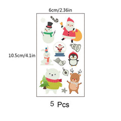 5 Pcs Christmas Glow Tattoo Stickers Cartoon Stickers Waterproof Body Art