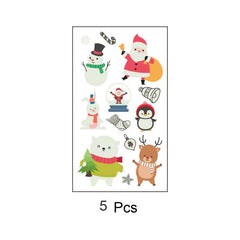 5 Pcs Christmas Glow Tattoo Stickers Cartoon Stickers Waterproof Body Art