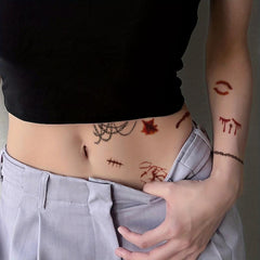 Halloween Scar Wound Chain Pattern Wrist Tattoo Sticker