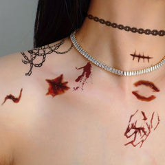 Halloween Scar Wound Chain Pattern Wrist Tattoo Sticker