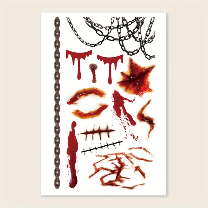 Halloween Scar Wound Chain Pattern Wrist Tattoo Sticker
