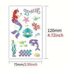 12 Sheets Ocean Animals Temporary Tattoo Stickers Under Sea World Birthday Party