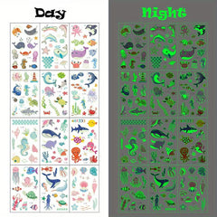 12 Sheets Ocean Animals Temporary Tattoo Stickers Under Sea World Birthday Party
