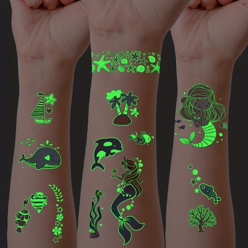 12 Sheets Ocean Animals Temporary Tattoo Stickers Under Sea World Birthday Party