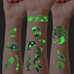 12 Sheets Ocean Animals Temporary Tattoo Stickers Under Sea World Birthday Party