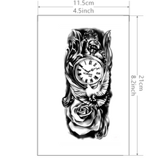 Pocket Watch & Rose Tattoo: Waterproof Long Lasting Temporary Sticker