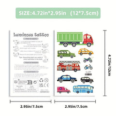 Glow In The Dark Race Car Temporary Tattoos for Boys