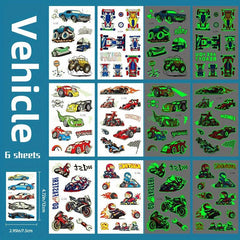Glow In The Dark Race Car Temporary Tattoos for Boys