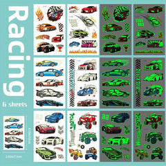 Glow In The Dark Race Car Temporary Tattoos for Boys