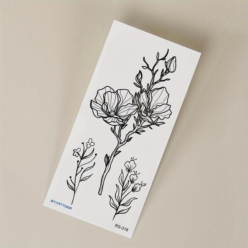 Flower Pattern Temporary Tattoo Sticker 1 Sheet