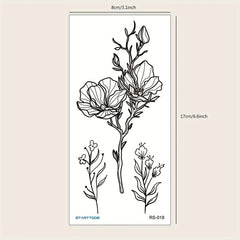Flower Pattern Temporary Tattoo Sticker 1 Sheet