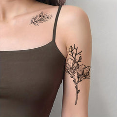 Flower Pattern Temporary Tattoo Sticker 1 Sheet