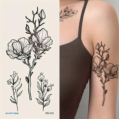 Flower Pattern Temporary Tattoo Sticker 1 Sheet