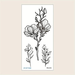 Flower Pattern Temporary Tattoo Sticker 1 Sheet