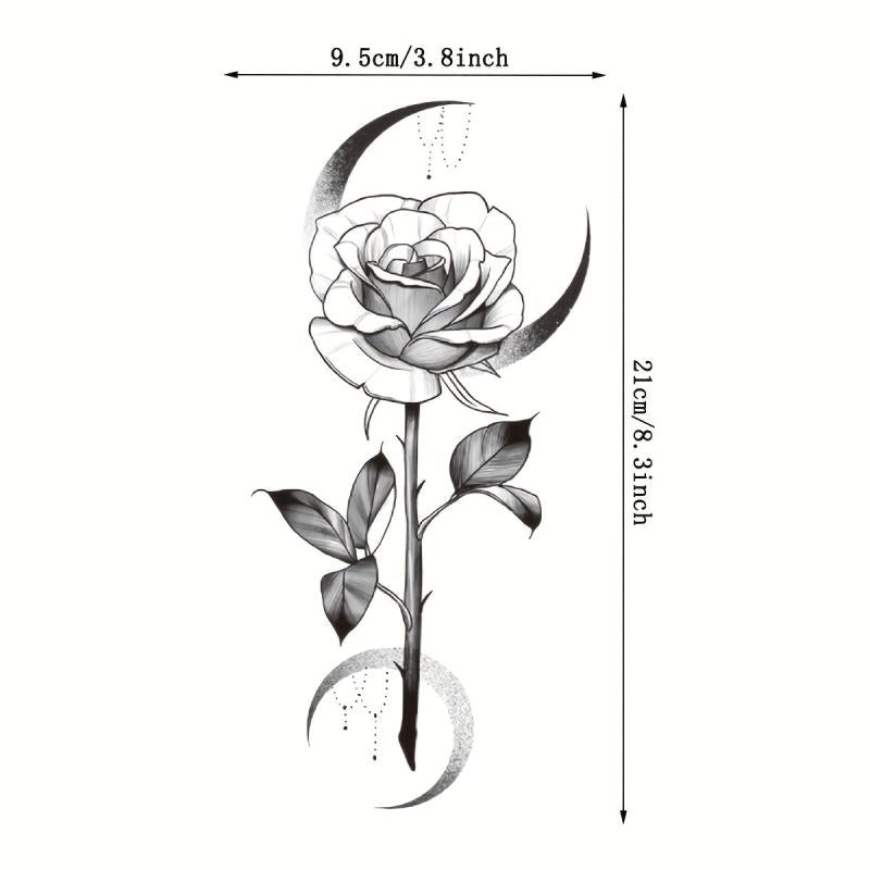 Moon & Rose Waterproof Temporary Tattoo for Body Art