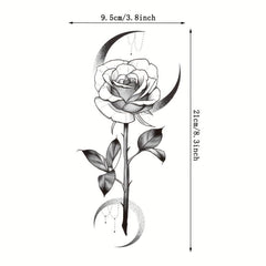 Moon & Rose Waterproof Temporary Tattoo for Body Art