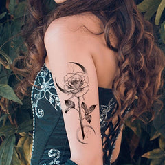 Moon & Rose Waterproof Temporary Tattoo for Body Art