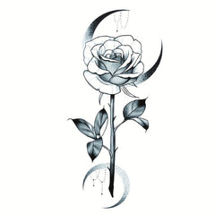 Moon & Rose Waterproof Temporary Tattoo for Body Art