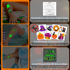 50 PCS Halloween Glow Tattoos for Party Decorations - Trick Or Treat Supplies