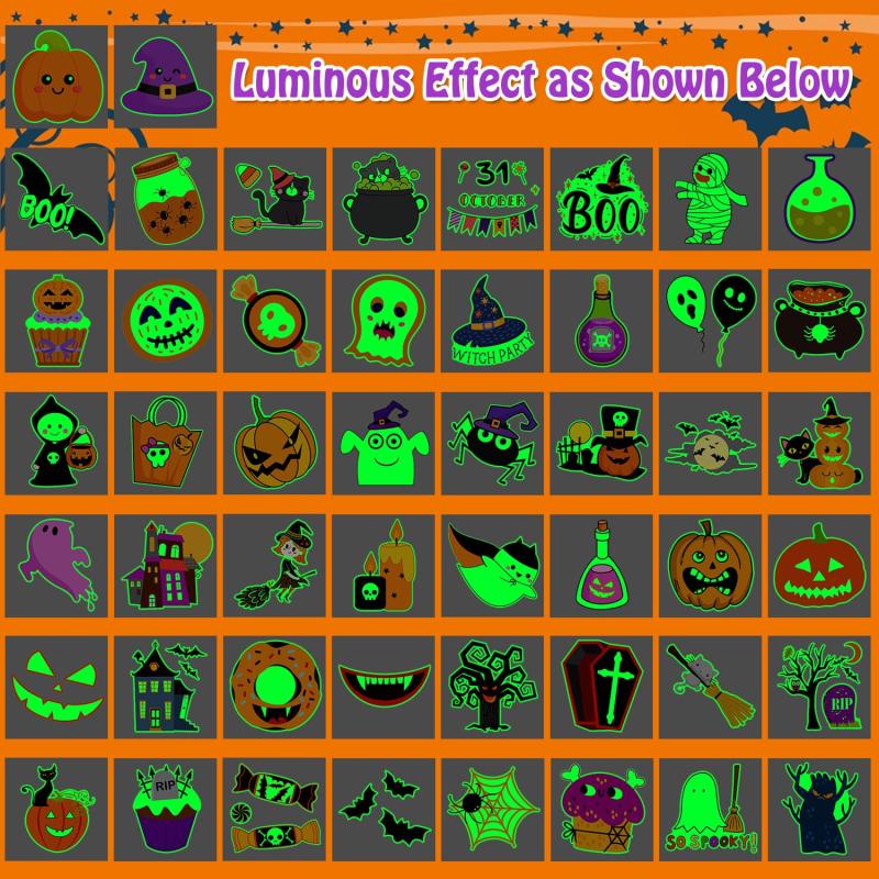 50 PCS Halloween Glow Tattoos for Party Decorations - Trick Or Treat Supplies