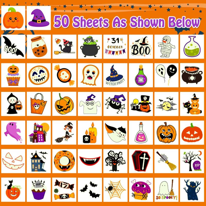 50 PCS Halloween Glow Tattoos for Party Decorations - Trick Or Treat Supplies