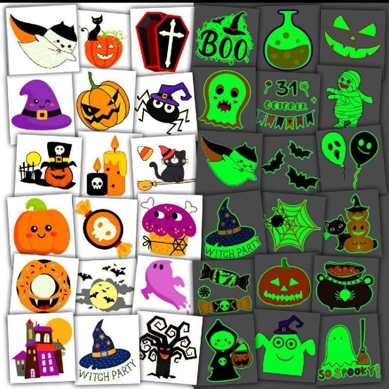 50 PCS Halloween Glow Tattoos for Party Decorations - Trick Or Treat Supplies