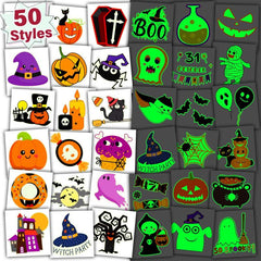 50 PCS Halloween Glow Tattoos for Party Decorations - Trick Or Treat Supplies