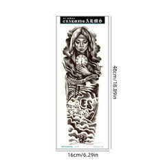 4 Pcs Lions Tigers Roses Temporary Tattoos Full Arm Body Art Men Women
