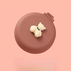 Cartoon Bear Decor Hairbrush Mirror Round Portable Comb