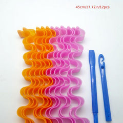 12pcs Heatless Curling Rod Headband Silk Curls Ribbon Hair Rollers