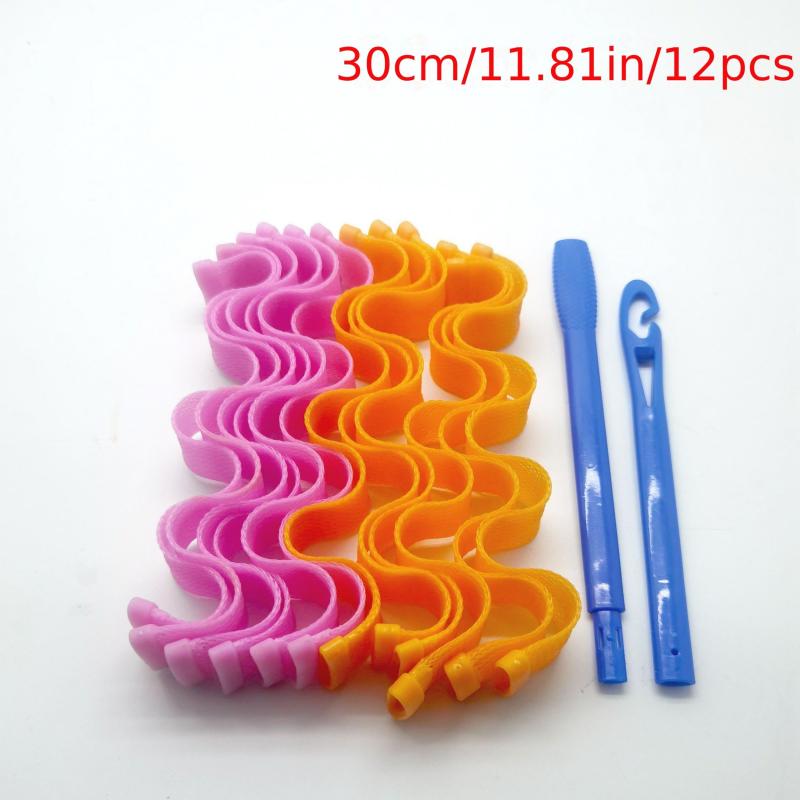 12pcs Heatless Curling Rod Headband Silk Curls Ribbon Hair Rollers