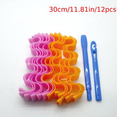 12pcs Heatless Curling Rod Headband Silk Curls Ribbon Hair Rollers