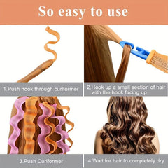 12pcs Heatless Curling Rod Headband Silk Curls Ribbon Hair Rollers