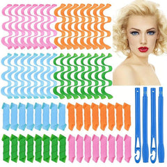 12pcs Heatless Curling Rod Headband Silk Curls Ribbon Hair Rollers