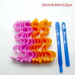 12pcs Heatless Curling Rod Headband Silk Curls Ribbon Hair Rollers