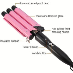 3 Barrel Hair Curling Iron Wand Waver Hair Curler Crimper 22mm