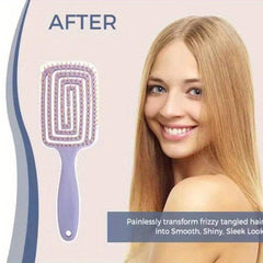 Single Slit Hair Brush Wide Vent Detangler Flexible Bristles Scalp Massage