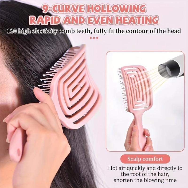 Single Slit Hair Brush Wide Vent Detangler Flexible Bristles Scalp Massage
