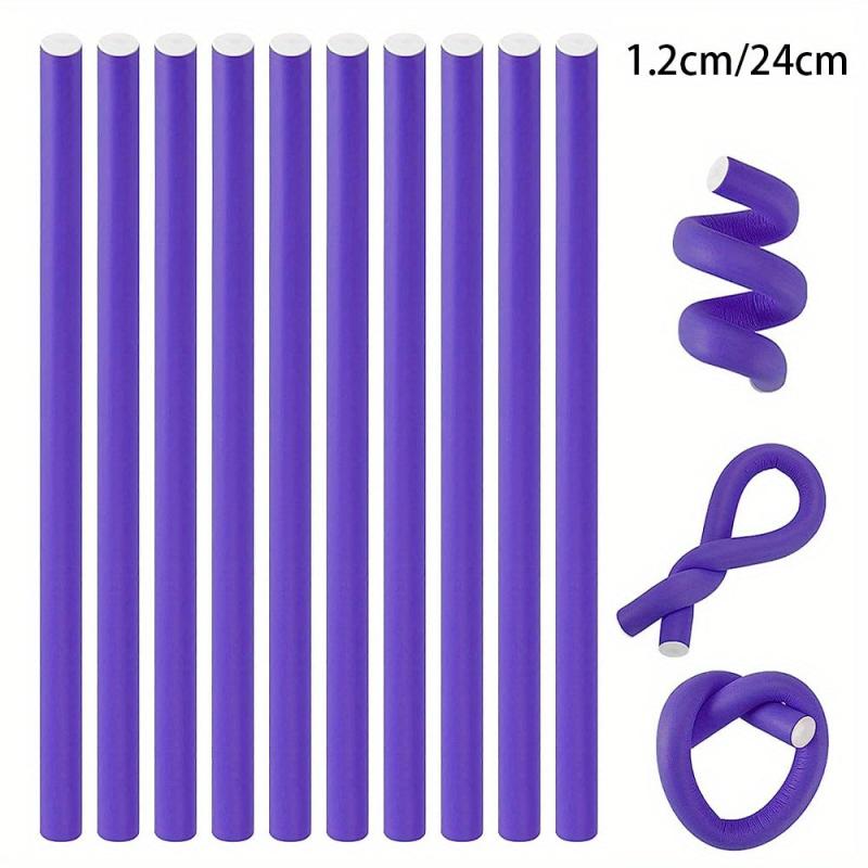10Pcs Heatless Hair Rollers Flexible Twist Curling Rods Bendy Hair Curlers