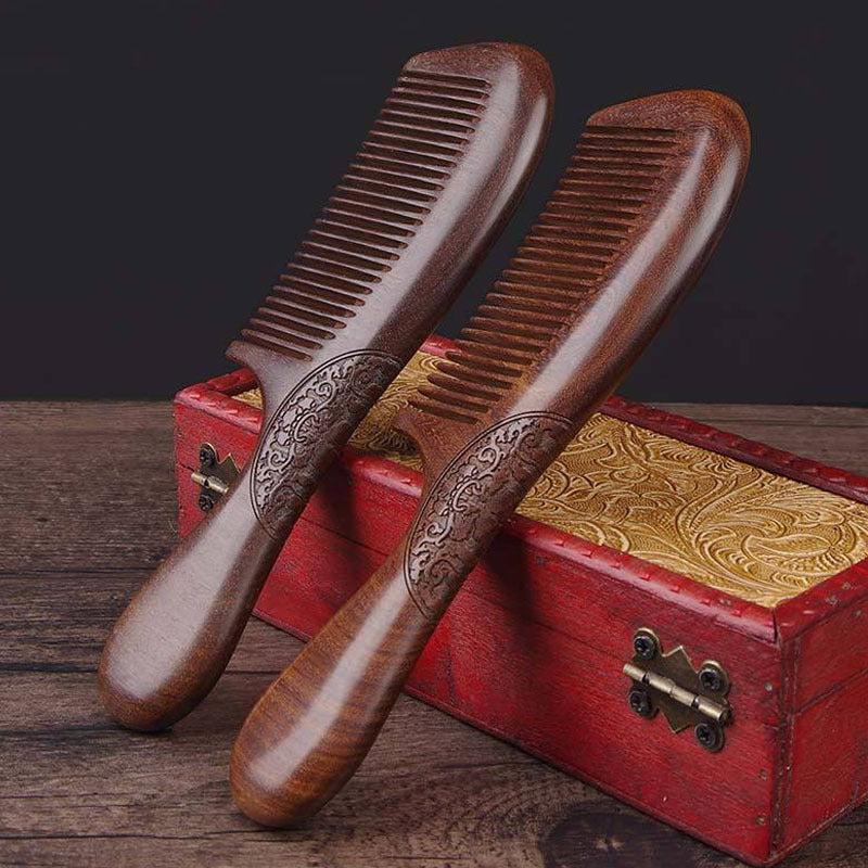 Dual-Sided Sandalwood Comb for Detangling and Styling
