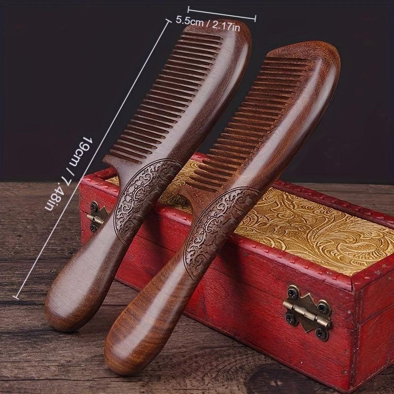 Dual-Sided Sandalwood Comb for Detangling and Styling