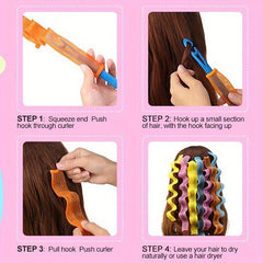 DIY Heatless Hair Curlers Rollers Kit Overnight Spiral Styling