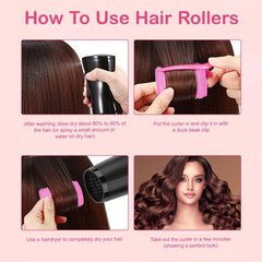 24pcs Heatless Hair Curlers & Hair Clips Set for Women & Girls